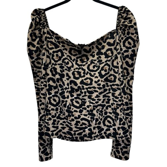 Shein Top Womens Extra Large Leopard Print VNeck Pullover Stretch Dressy Blouse - Picture 4 of 9